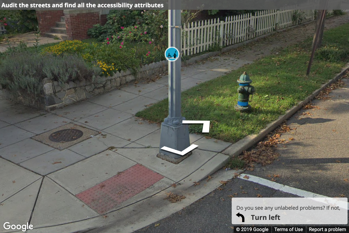 A label incorrectly placed at the top of an obstacle A Street View image of an obstacle with a label at the top of the obstacle