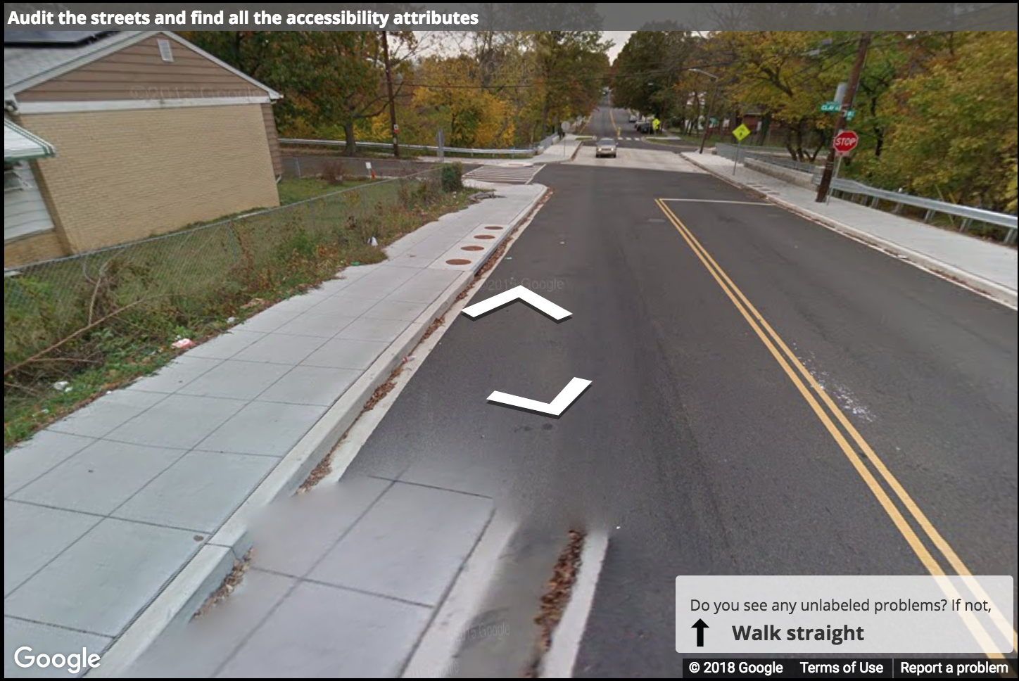 A later snapshot of a location without construction. A Street View image of a road without construction