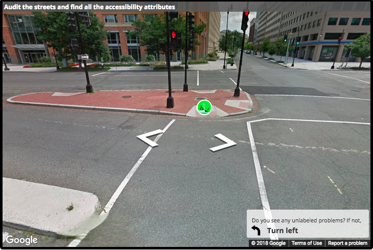 A Street View image of a labeled curb ramp at a close distance A Street View image of a labeled curb ramp at a close distance